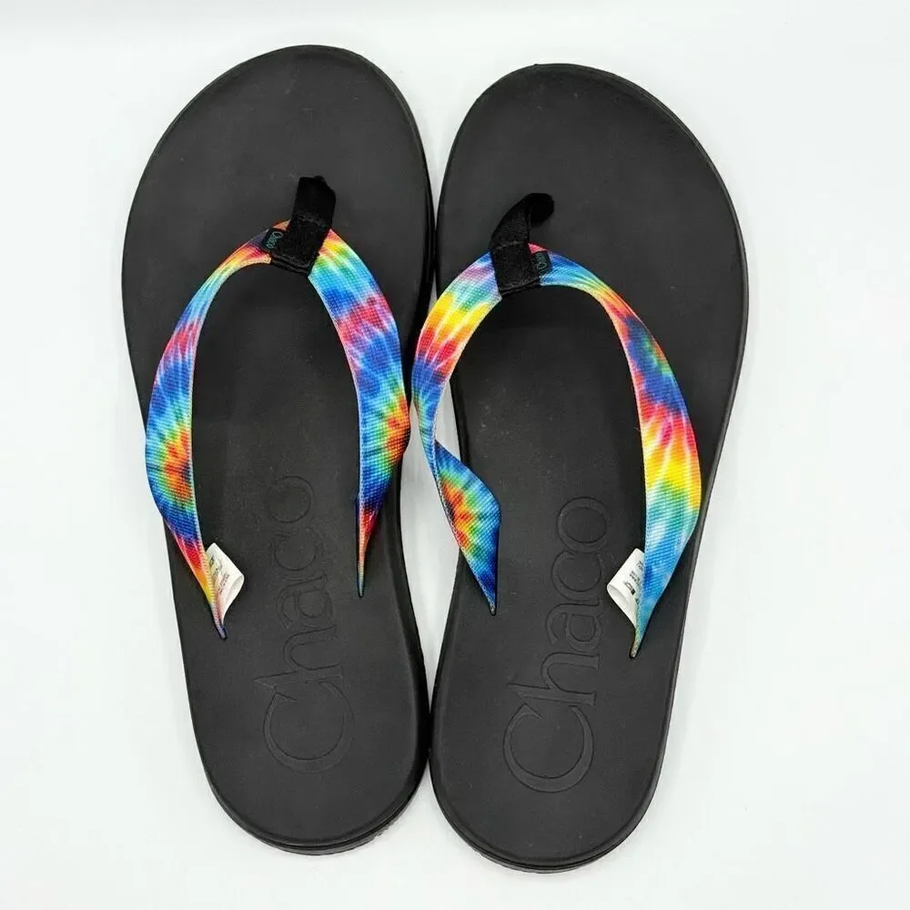 Chaco Chillos Flip Flops in Rainbow Tie Dye - Men’s US 12